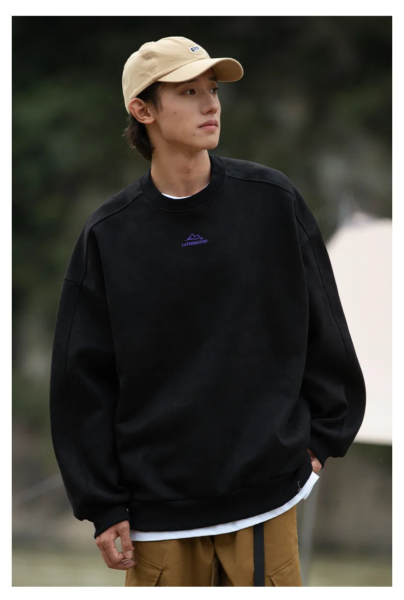 Men’s Fleece Sweatshirt – Warm Suede Pullover for Fall & Winter