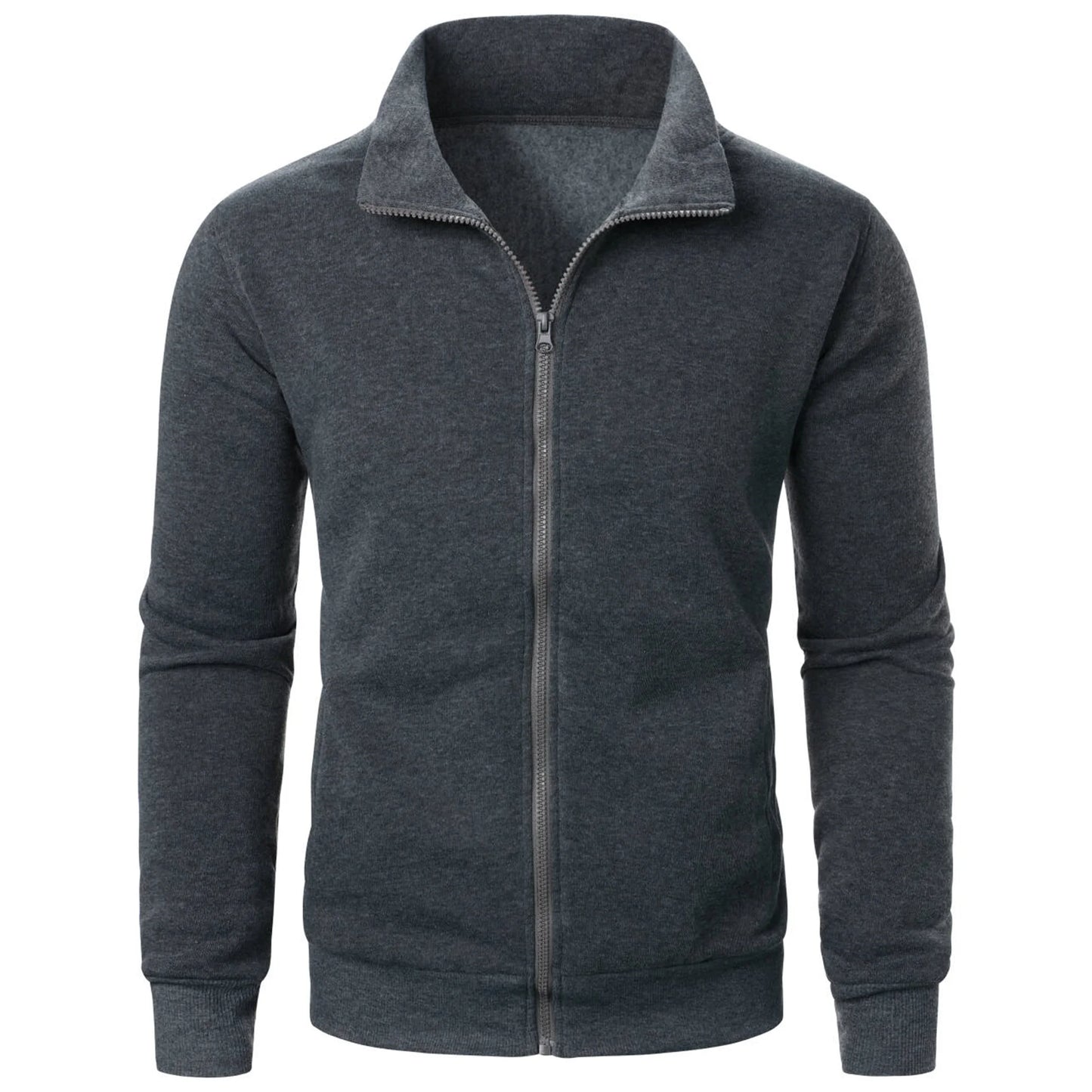 Men’s Zipper Stand Collar Hoodie – Casual Sports Cardigan Jacket