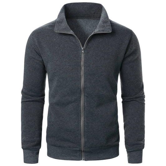 Men’s Zipper Stand Collar Hoodie – Casual Sports Cardigan Jacket