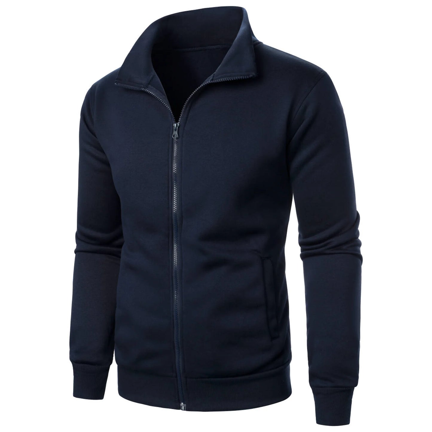 Men’s Zipper Stand Collar Hoodie – Casual Sports Cardigan Jacket