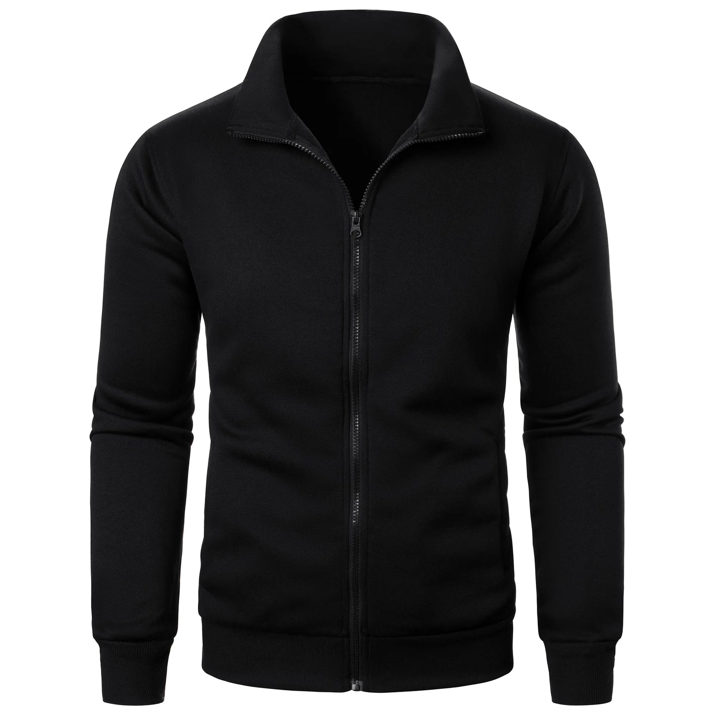 Men’s Zipper Stand Collar Hoodie – Casual Sports Cardigan Jacket