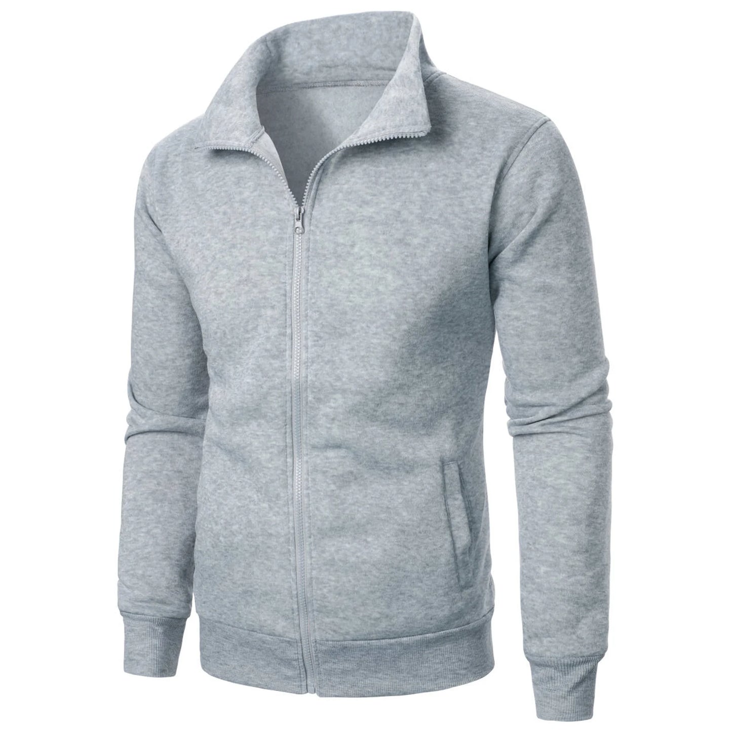 Men’s Zipper Stand Collar Hoodie – Casual Sports Cardigan Jacket