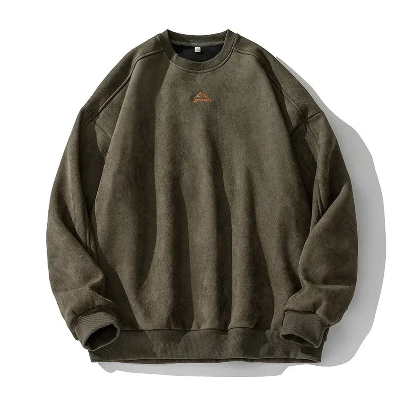 Men’s Fleece Sweatshirt – Warm Suede Pullover for Fall & Winter