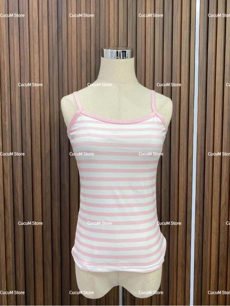 Y2K Striped Crop Top – Slim Fit Sleeveless Camisole, Casual Sexy Vest for Women (2025 Fashion)