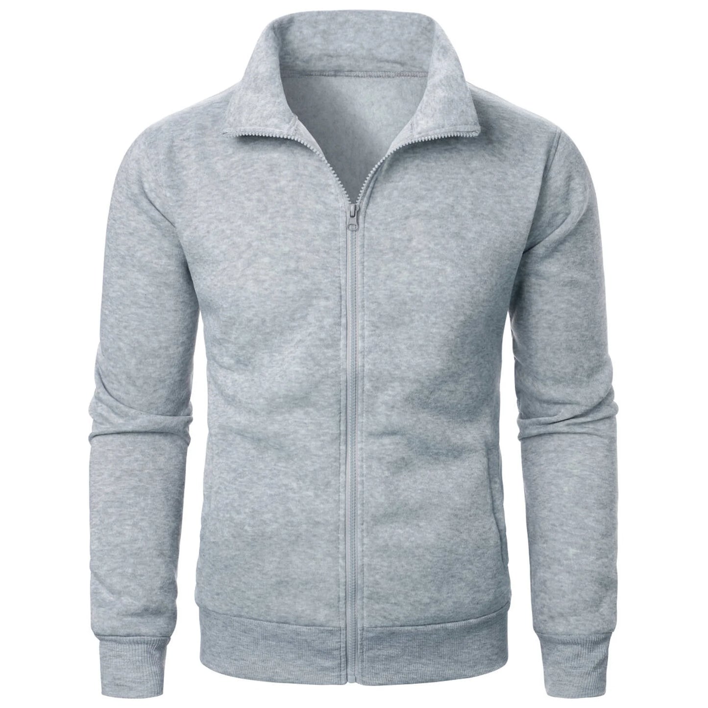 Men’s Zipper Stand Collar Hoodie – Casual Sports Cardigan Jacket