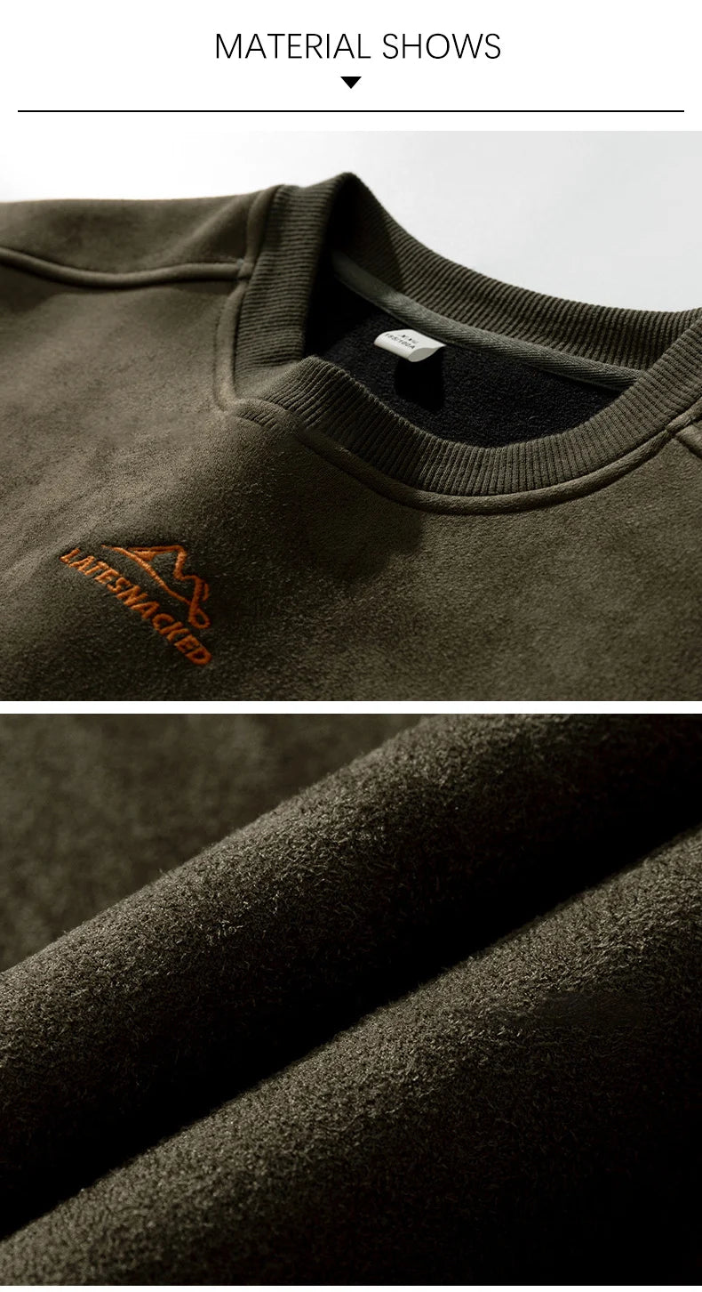 Men’s Fleece Sweatshirt – Warm Suede Pullover for Fall & Winter